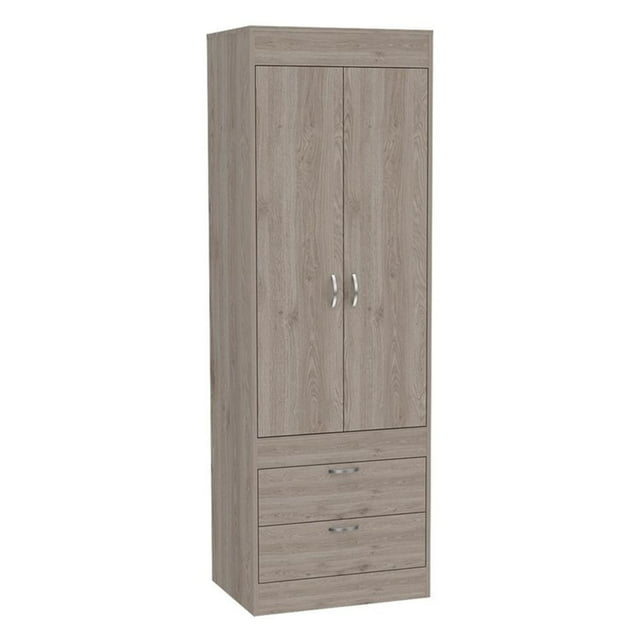 Tuhome Furniture Lisboa Engineered Wood 2-Drawers/2-Doors Armoire in Gray