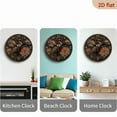 thumbnail image 4 of 2D Flat 1pc 10Inch Wooden&nbsp;Vintage Farmhouse Style Wooden Wall Clock with Large Easy-to-Read Black Hands Brown Face - Round Large Face, Golden-Toned Numbers, Silent Non-Ticking, 4 of 7