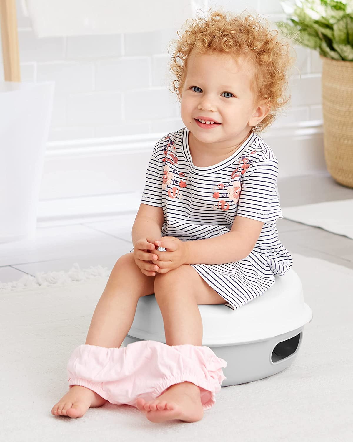 Skip Hop Baby Potty Training Toilet, Go Time 3-in-1 Potty for Ages 18 Months and Up, White/Gray