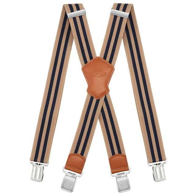 BIGLUFU Men's Suspenders, with Heavy Duty Clip Wide XBack for Work