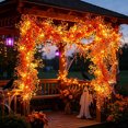 thumbnail image 4 of 71 Inch LED Glowing Black Ivy Garland, Artificial Hanging Yellow Fern Greenery Vines with Lights, Fake Leaves Swag for Halloween Thanksgiving Indoor Outdoor Garden Wall Party Decor, 4 of 9