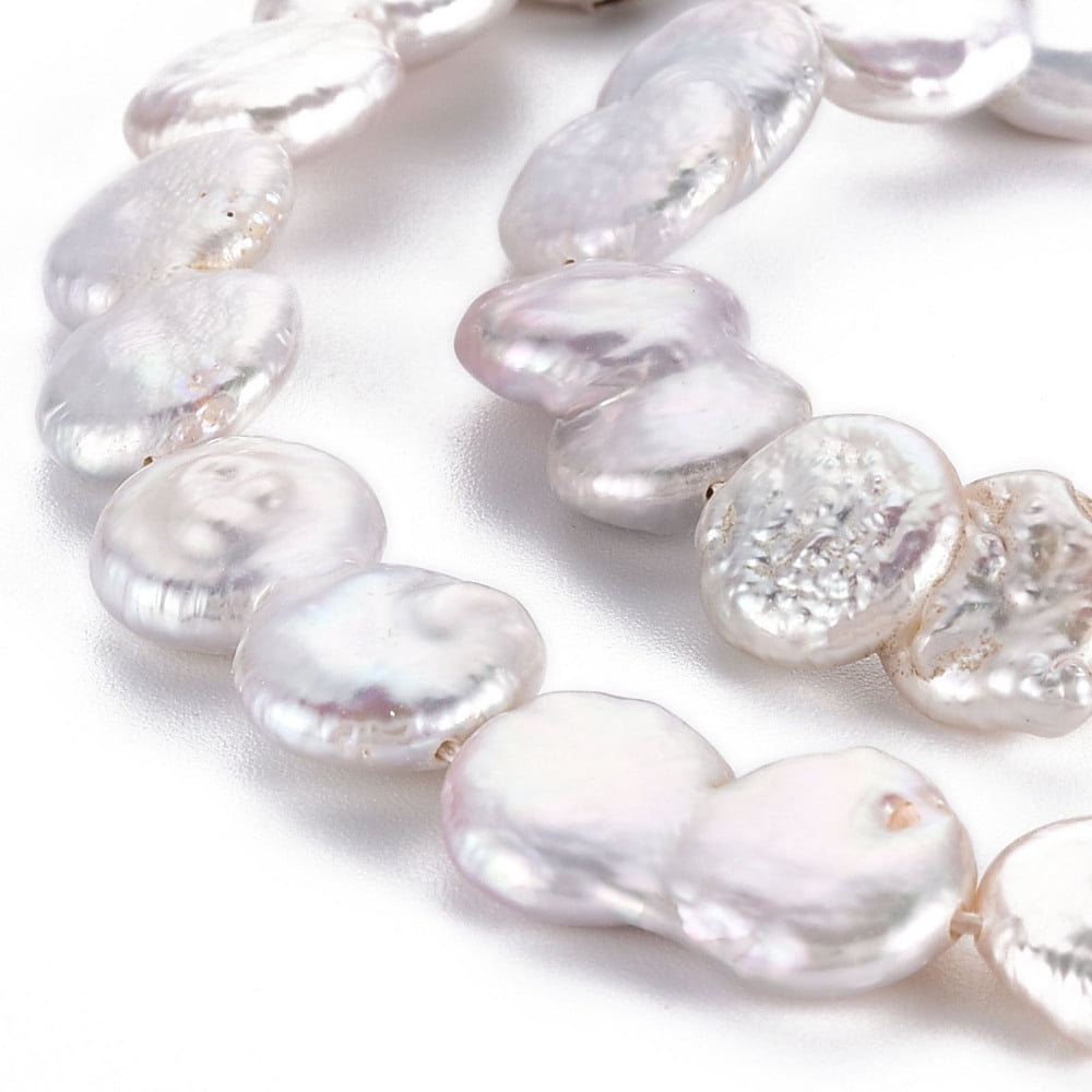 1Strand Natural Keshi Pearl Beads Strands Cultured Freshwater Pearl 8 Shape Seashell Color 17~22x11~13x4~8mm Hole: 0.6mm about 19~20pcs/strand 15.35 inch(39cm)