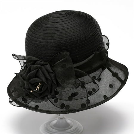 RKSTN Hats for Women Polka Dot Sun Hats for Women UV Protection Bucket Church Hats for Women Horse Racing Events
