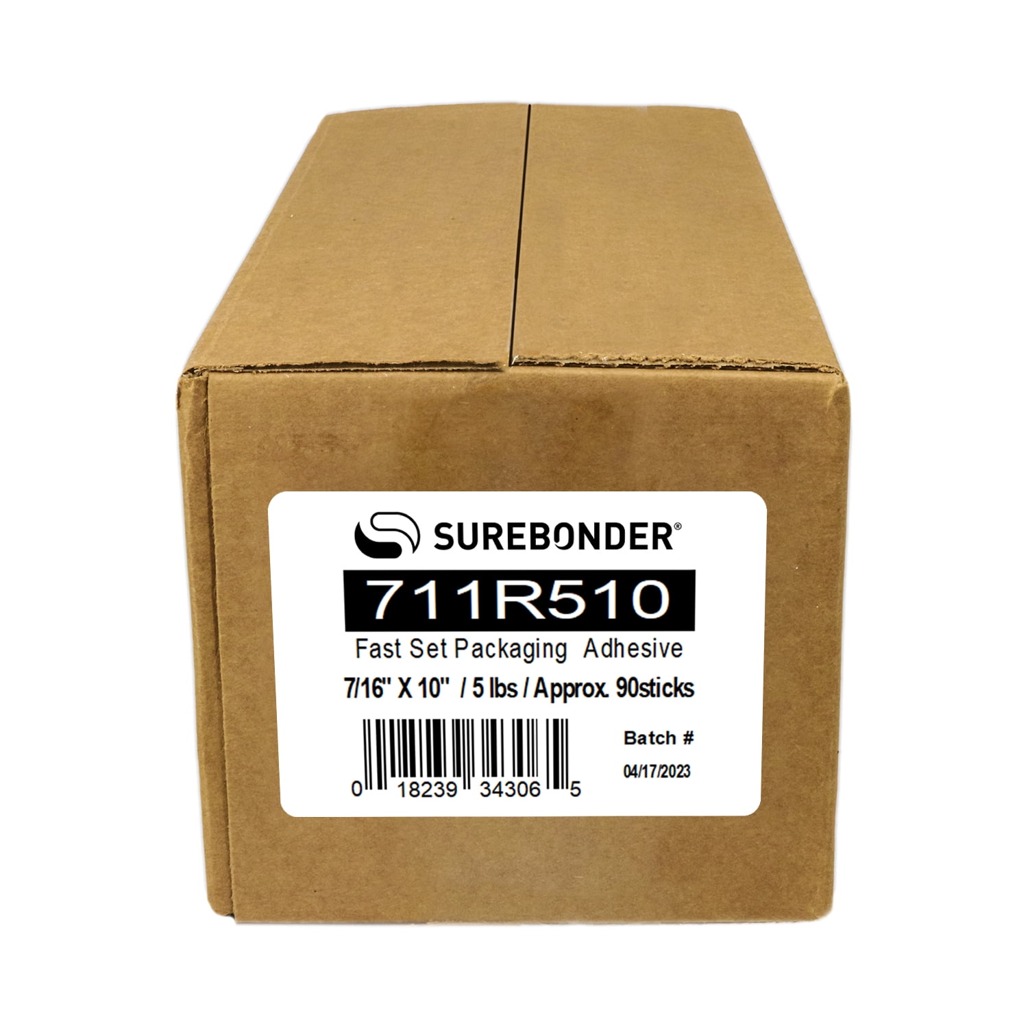 Surebonder 711R510 Full Size 10" Fast Set Packaging Hot Glue Sticks for Box and Package Sealing, 15 Second Set Time, 5 lb Box, Light Amber