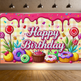 thumbnail image 6 of Happy Birthday Decoration Colorful Donuts Backdrop Banner Party Supplies Photography Props Kids Celebration Festival Event Decor Fun Balloon Cake Cupcake, 6 of 8