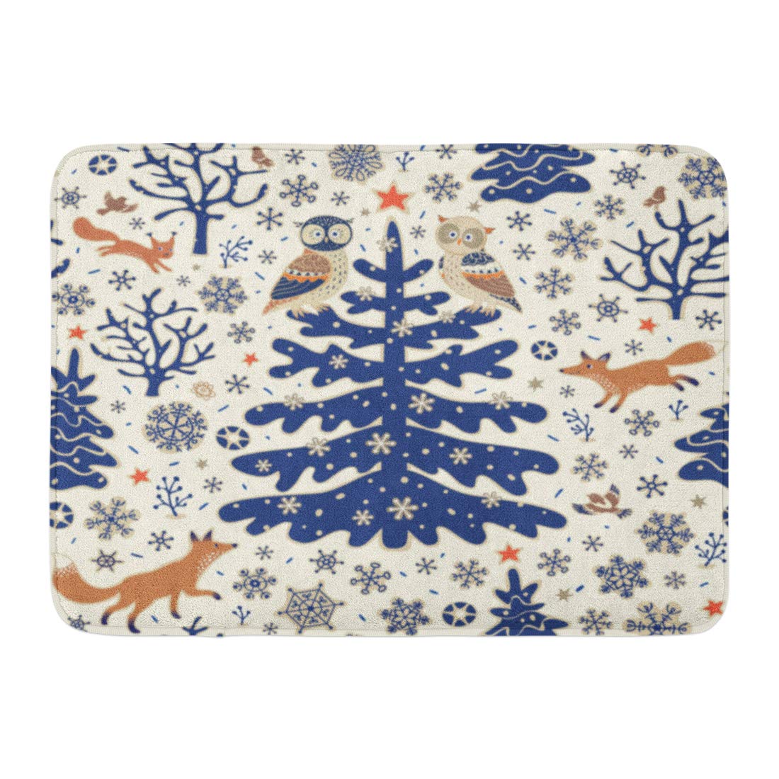 Christmas Owl Non-Slip Bath Mat Rug Floor Outdoor Indoor Front Door Mat