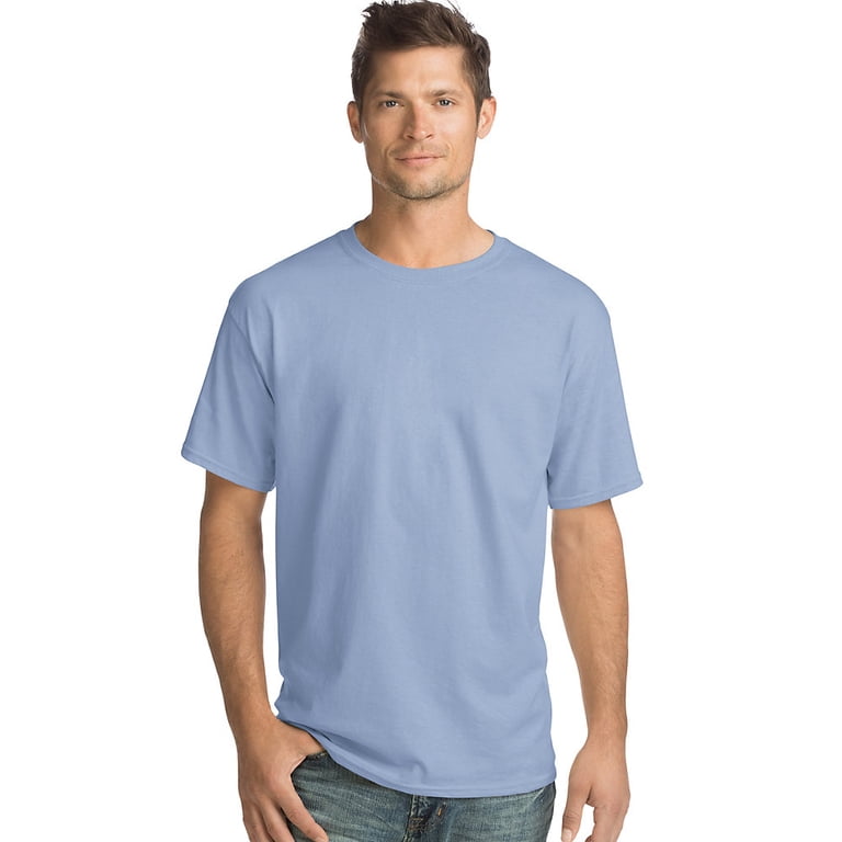 Hanes ComfortSoft 100% Cotton T-Shirt - Super Soft, Preshrunk, Tag-Free, Light Steel Color, Large