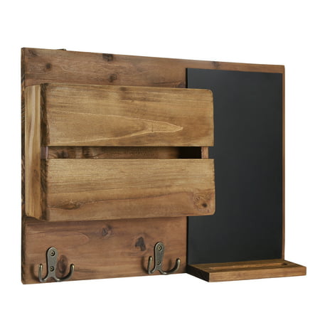 Rustic Wood Entryway Mail Sorter Holder Wall Mount Mudroom