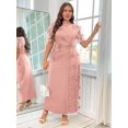 thumbnail image 4 of Pink Plus Size Womens Elegant Floral Embellished Twist Front Dress With Sheer Short Sleeves And Round Neck, 4 of 7