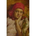 thumbnail image 2 of Nicholas B. Haritonoff 17x24 Black Ornate Framed Double Matted Museum Art Print Titled: Portrait of a Girl in a Red Scarf, 2 of 5