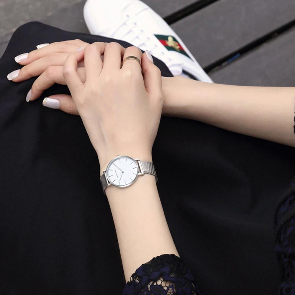 Hannah Martin Classic 36mm  Ladies Clock Japanese Movement Simple Stainless Steel Mesh With Gold Quartz Waterproof Women Watches