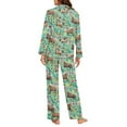 thumbnail image 3 of SEANATIVE Floral Horse Button Up Pajamas Size M Long Sleeve Sleepwear Tops with Pants 2 PCS Women Night Shirts Plus Size Comfy Lounge Sets for Women Clothes with Pockets, 3 of 7