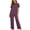 Purple, variant on yillto Lounge Sets for Womens Crew Neck Short Sleeve Shirts Top and Wide Leg Loose Pants Sleepwear Causal 2 Piece