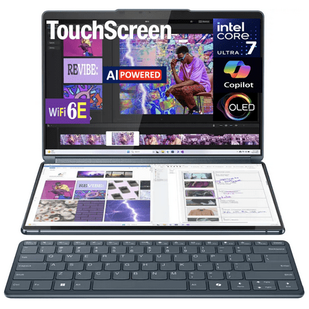 Lenovo Yoga Book 9i 2-in-1 AI PC 2-in-1 Laptop 13.3in Touchscreen OLED 2.8K Display (Intel Core Ultra 7 155U, 16GB LPDDR5X, 1TB M.2 PCIe SSD, 3 Thunderbolt 4, WiFi 6E, Webcam, Win 11 Pro)