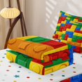 thumbnail image 5 of Erosebridal Building Brick Zipper Full Size Comforter Sets with Fitted Sheet and 2 Pillowcases for Boys Girls, Block Abstract Zipper Bedding Set, Red Blue Yellow, Polkadot Reversible, 4 Pieces, 5 of 7