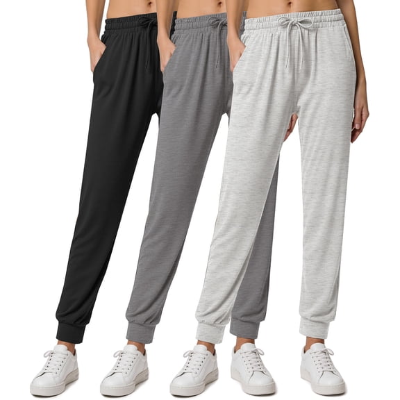 MOSHU 3 Pack Sweatpants for Women Athletic Joggers with Pockets Elastic Waist Lightweight Sweatpants Casual Soft Pants