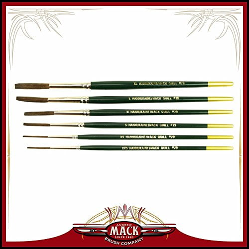 Andrew Mack Brush (6) Hannukaine Quill Brushes Series 79 Size XXS - XL Mixture Squirrel Taklon