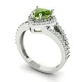 thumbnail image 2 of 1.49 ct Heart Cut Natural Peridot with Simulated Diamond Halo Accents 18K White Gold Womens Engagement Ring, 2 of 6