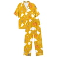 thumbnail image 4 of Gaexia Halloween Fun Print Pajama Set for Women Short Sleeve Long Pants Satin V-Neck Button Down Sleepwear Loungewear Pajama Set, 4 of 5