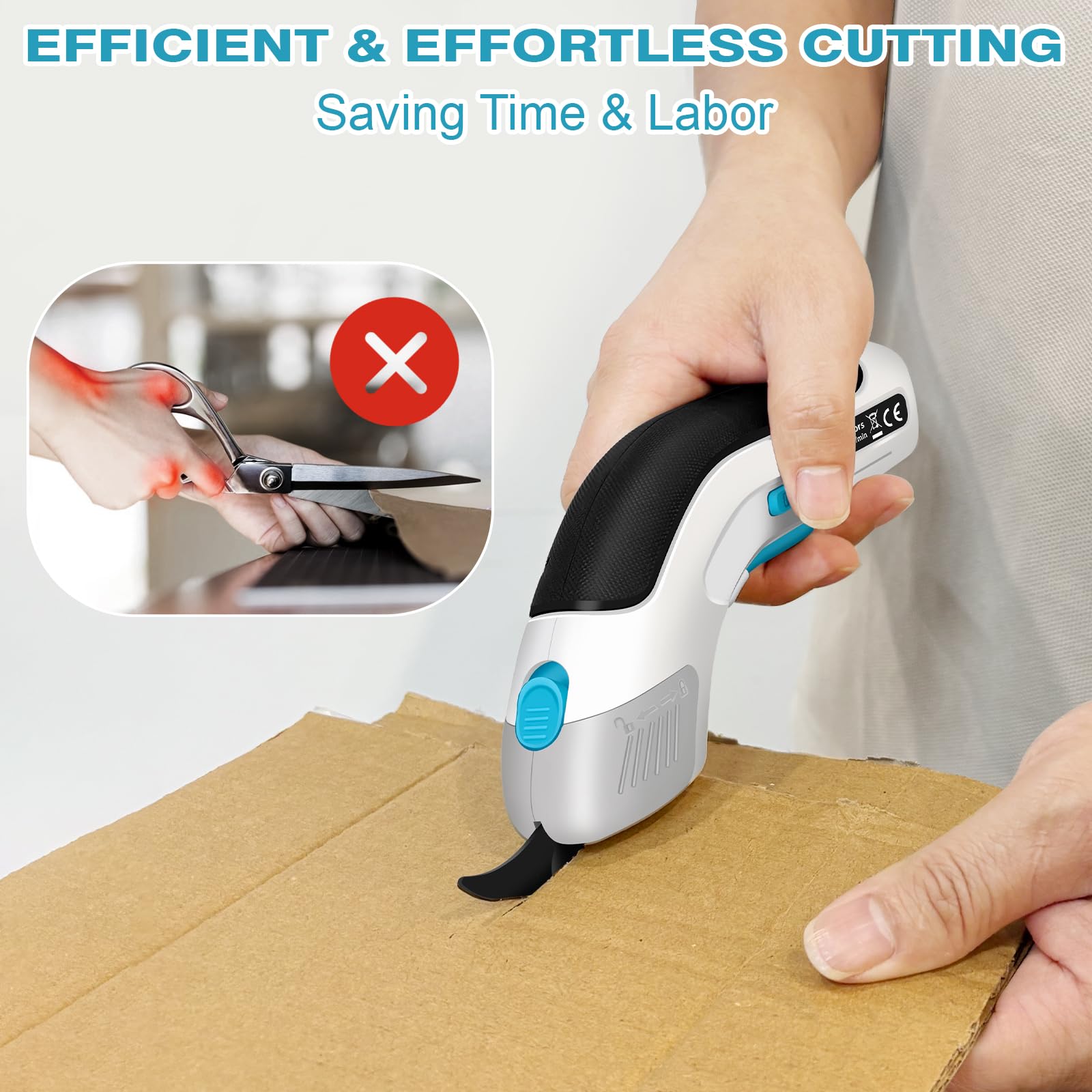 Cordless Electric Scissors for Cardboard, Electric Box Cutter, Automatic Power Cutter Tools for Cutting Fabric, Carpet, Plastic, Leather