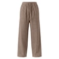 thumbnail image 4 of HappyYEE Plus Size Linen Trousers for Men Breathable Wide Leg Drawstring Waist Bottom Relaxed Fits Summer Casual Beach Pants with Pockets, 4 of 5