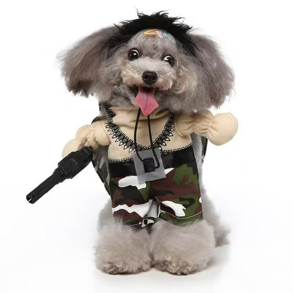 Camouflage Pet Costume Set, Military Style Outfit with Headband Cape & Accessories for Small Dogs and Cats-S