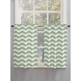 thumbnail image 3 of Sage Green Stripe Tier Curtains 45 Inches Long, Farmhouse Striped Modern Waves Moires Window Treatment Curtain Drapes, Window Half Privacy Curtains for Bedroom Bathroom, 42"x45", 2 Panels, 3 of 7