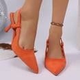 thumbnail image 5 of Miluxas Kitten Heels for Women Pointed Closed Toe Heels Low Pumps Shoes for Party Work office Orange 7.5(40), 5 of 9