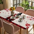 thumbnail image 3 of Red Gnomes Valentines Table Cloths for 5 Foot Rectangle Tables, Love Heart Tree Roses Plaid Rustic Patio Waterproof Elastic Fitted Tablecloths, Washable Rectangular Table Cover for Camping, 3 of 8