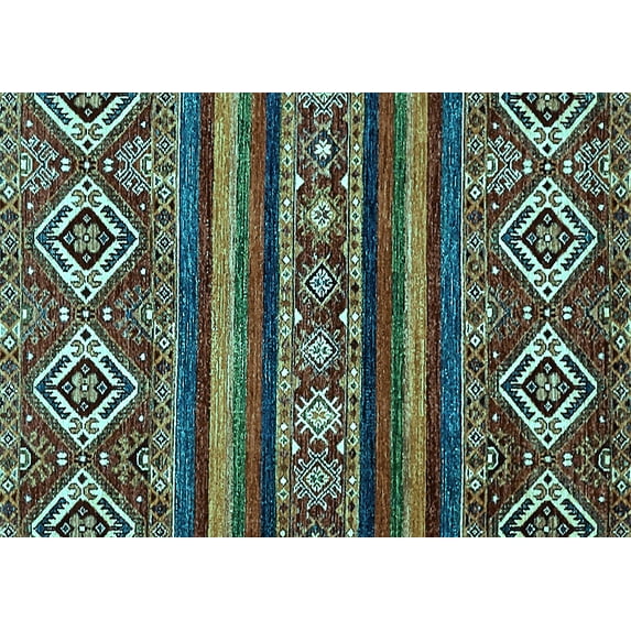 Ahgly Company Indoor Rectangle Abstract Light Blue Modern Area Rugs, 2' x 4'