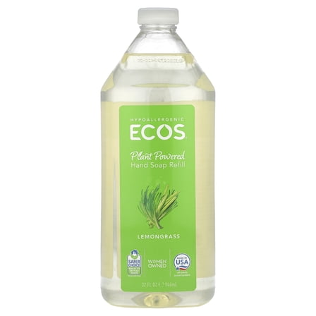 ECOS Hypoallergenic Hand Soap Refill, Lemongrass, 32 Oz
