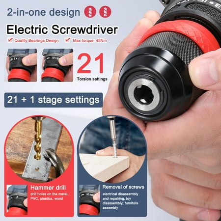 

Electric drill Tool 45nm Torque Screw Driver Appliances Torque Motor 16.8v 2in1 Driver Appliances Furniture Drill 2in1 Drill Tool Motor Two-speed Modes
