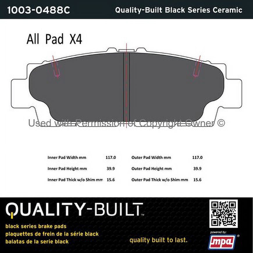Mpa Electrical 1003-0488C Quality Built Black Series Ceramic Brake Pads W/