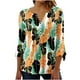 thumbnail image 1 of Blusa de verano para mujer con estampado de pliegues sexy y mangas 3/4 con cuello en V y botones OAVQHLG3B Store  lin121212, 1 of 5