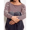 thumbnail image 3 of Womens Long Sleeve Striped Crew Neck Slim Fit Knit Top Blue, 3 of 17
