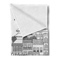 thumbnail image 2 of Nepal Soft Flannel Fleece Throw Blanket, Hand Drawn Monochrome Scene from Kathmandu Urban Life Illustration Buildings, Cozy Plush for Indoor and Outdoor Use, 50" x 70", Black and White, by Ambesonne, 2 of 5
