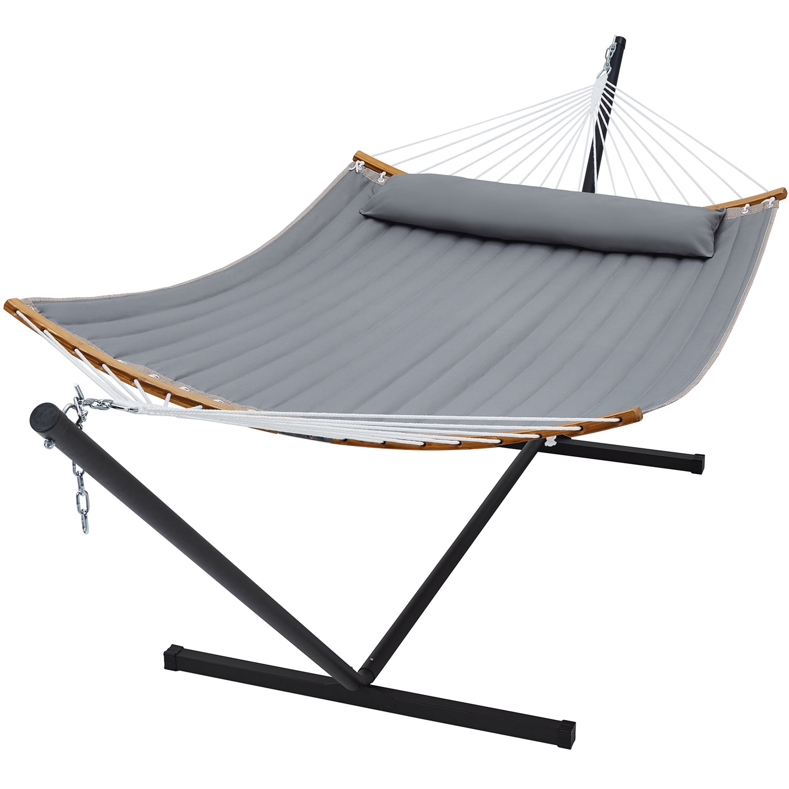 SUPERJARE Hammock with Stand, 2 Person Heavy Duty Hammock Frame, Detachable Pillow & Strong