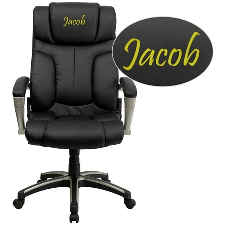 Flash Furniture Personalized High Back Folding Black LeatherSoft Executive Swivel Office Chair with Arms