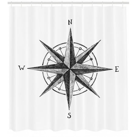 Compass Shower Curtain Seamanship Hand Drawn Windrose With