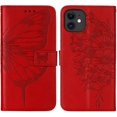 thumbnail image 3 of Phone Case for iPhone XR Wallet,Card Holder [Kickstand][Wrist Strap] Butterfly Floral Embossed for Women PU Leather Flip Protective Cover for iPhone XR Cases 2021 (Red), 3 of 16