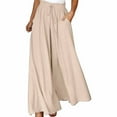thumbnail image 2 of TXGREN pants for women trendy women's pants Womens Casual Wide Leg Pants Flowy Elastic Drawstring Waist Palazzo Pants with Pockets pants for women work casual A + L, 2 of 6