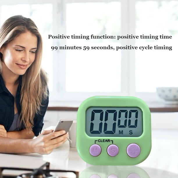 Reloj despertador de cuenta regresiva de cocina magnético con temporizador digital LCD con soporte (verde) Ndcxsfigh Nuevos Originales
