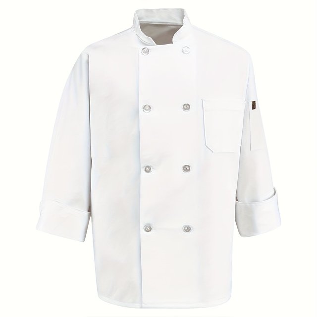 LEEYNEER New Style Men‘s and Women‘s Eight-Pearl Button Long Sleeve Thickened Chef Jacket