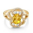 thumbnail image 2 of Gem Stone King 18K Yellow Gold Plated Silver Statement Ring Set with Oval Yellow Citrine (2.32 cttw) (Size 7), 2 of 3