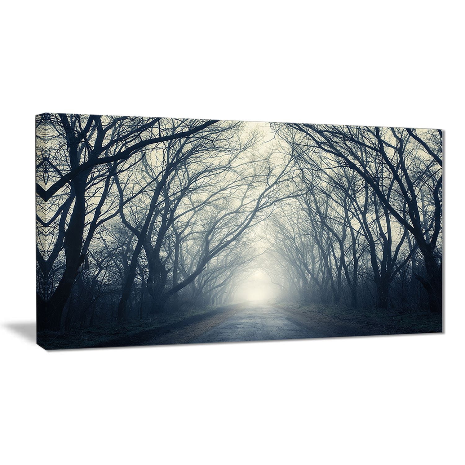 Design Art Dark Autumn Forest in Fog Modern Photography Canvas Print