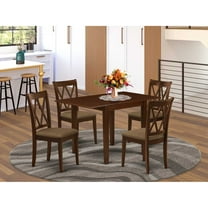 East West Furniture Norden 5-piece Wood Dining Set with Fabric Seat in Mahogany