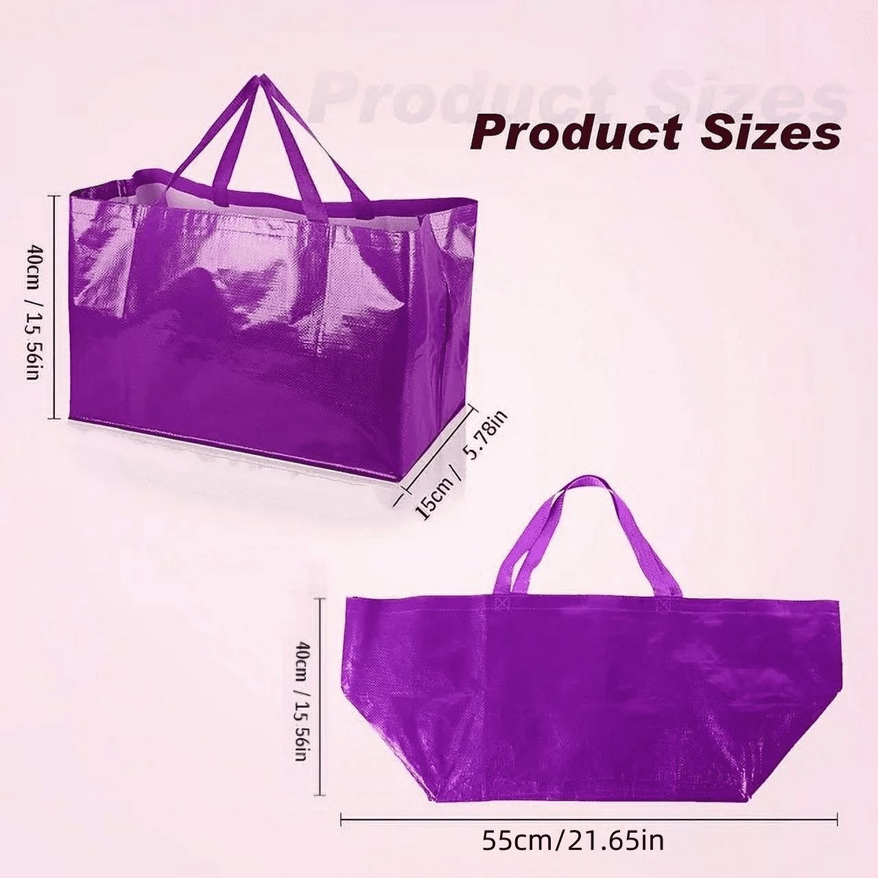 3PCS Extra Large Reusable Shopping Grocery Bags with Handles Colorful Woven Plastic Waterproof Lightweight Tote Bags(Random Color)