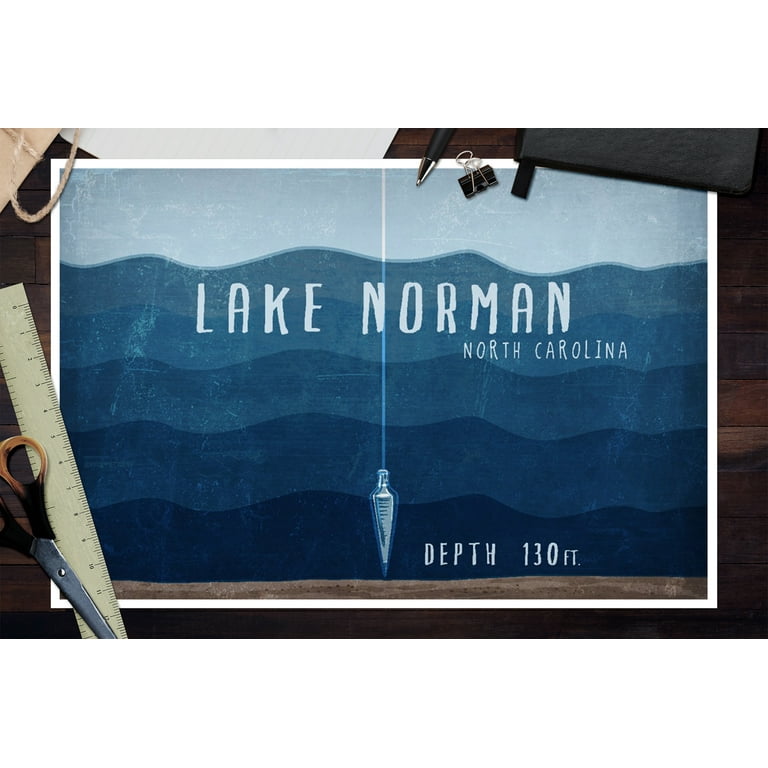 Lake Norman, North Carolina - Lake Essentials - Lake Depth - Lantern Press Artwork (12x18 Art Print, Wall Decor Travel Poster), Size: 12 x 18