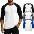 thumbnail image 2 of LNZGNM 3 Pack Men's 3/4 Sleeve Shirts Crew Neck Baseball T Shirts Moisture Wicking Athletic Tops,Black(M), 2 of 9