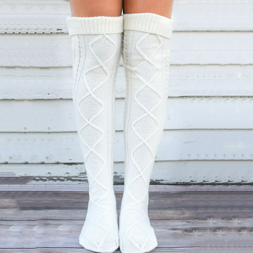 XIAXAIXU Women Fashion Soft Winter Cable Knit Over Knee Long Boot